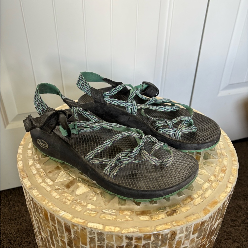 Chaco Black and Teal Strappy Sandals